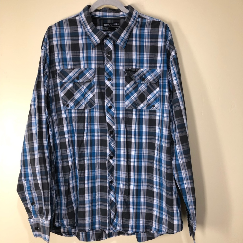 Sonoma Blue & Black Plaid Men's Button-Down Shirt